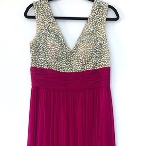 Let’s | Floor Length Gown | Jewel V-Neck Dress